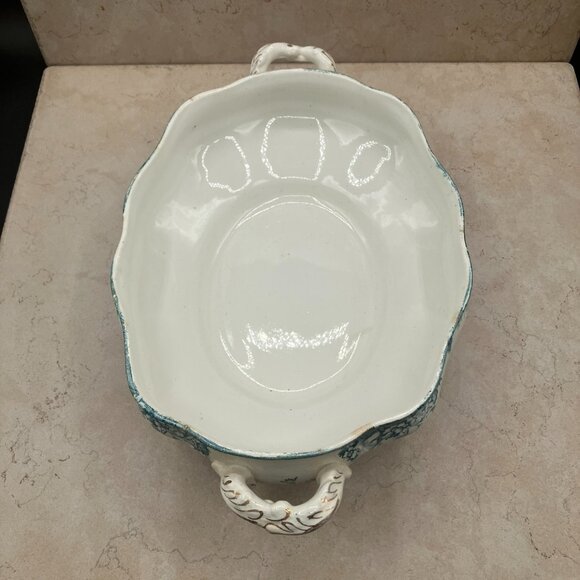 ANTIQUE New Wharf Pottery Covered Vegetable Dish Transfer Ware 1878-1894 - Picture 12 of 13